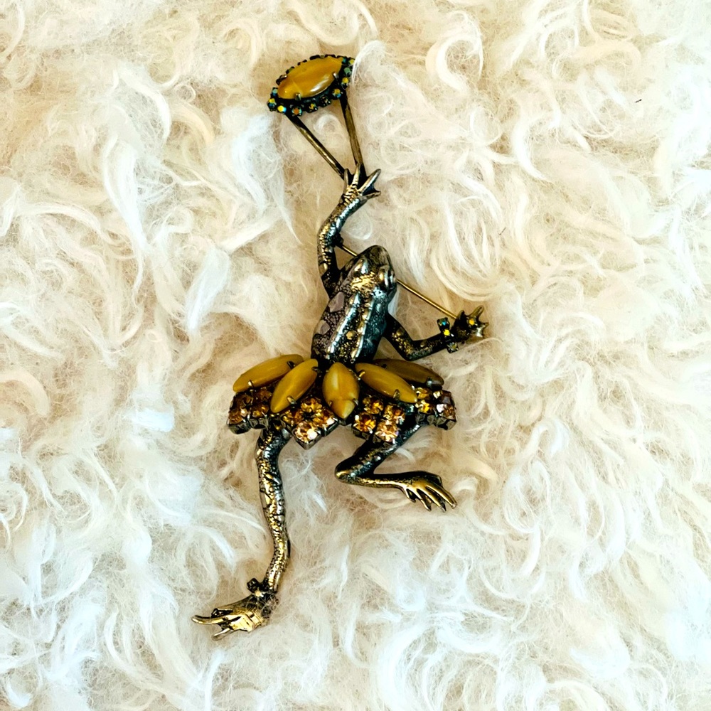 Daniel Pollak Ballerina Frog Brooch